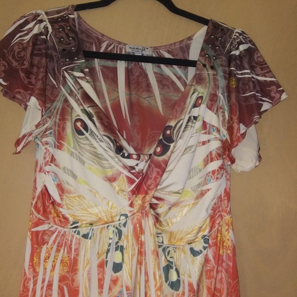 One World Size Medium Tunic Flutter Short Sleeve … - image 1